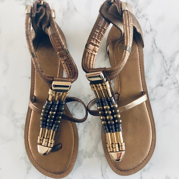 Tory Burch Gold Gladiator Sandals - Picture 1 of 4